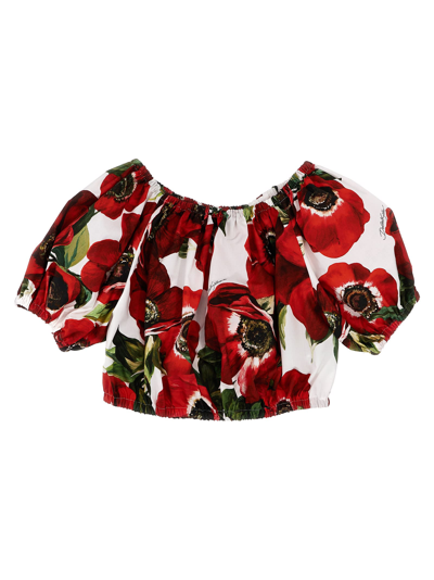 Dolce & Gabbana Kids' Poppy Print Top In Multicolor