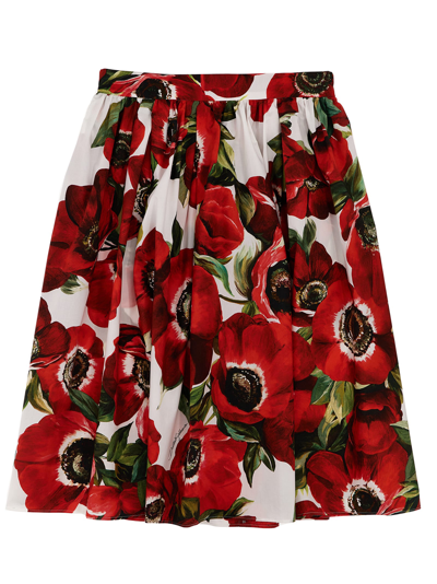 Dolce & Gabbana Kids' Floral-print Pleated Skirt In Multicolor