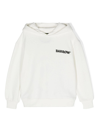 Barrow Kids' White Hoodie With Front And Back Logo