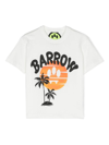 BARROW WHITE T-SHIRT WITH LOGO AND PALM GRAPHICS