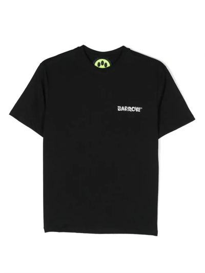 Barrow Kids' Black T-shirt With Logo And Graphics In Nero/black