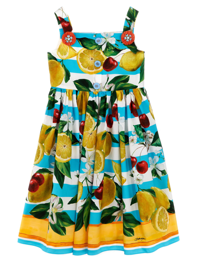 Dolce & Gabbana Kids' Fruit Print Dress In Multicolor
