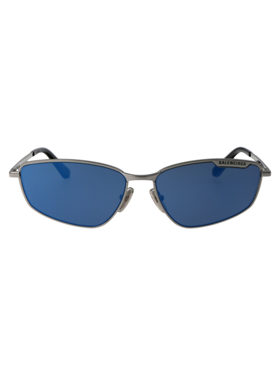 Balenciaga Bb0277s Sunglasses In 003 Ruthenium Ruthenium Blue