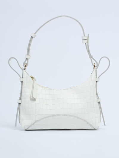 Zanellato Mita Baguette Cayman Shoulder Bag In Bianco Lino