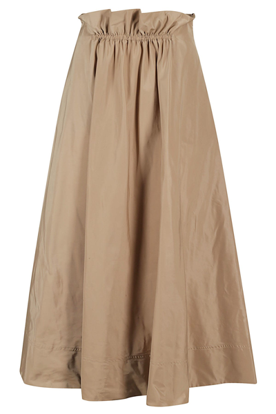 Aspesi Francine Gathered Midi Skirt In Brown