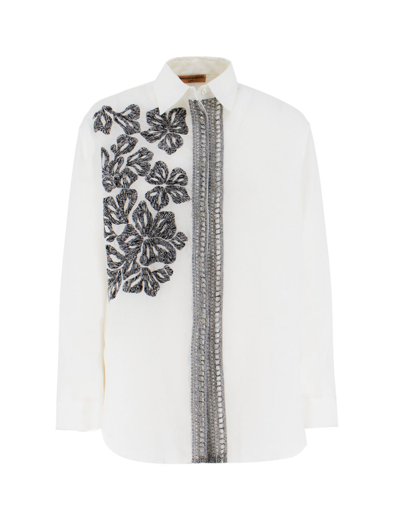 Ermanno Scervino Blouse In Ricamo Melange Bianco E Nero