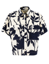 Brunello Cucinelli Cotton Shirt With Floral Print In Panama/blu