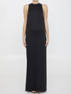 Saint Laurent Back-tie Satin Crepe Dress In Black