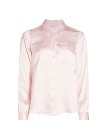 Cami Nyc Rachelle Silk Charmeuse Button-front Shirt In Pink