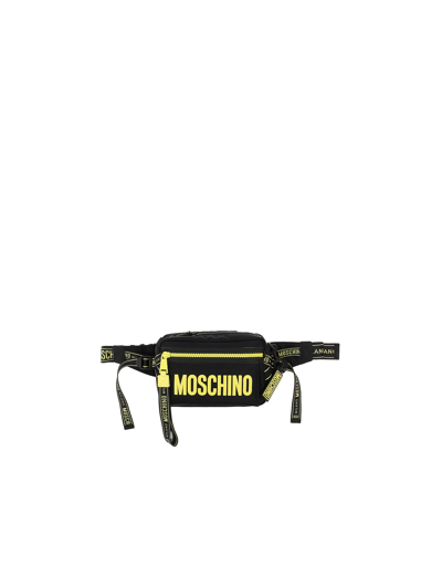 Moschino Designer Men's Bags Pouch With Lettering Logo In Black