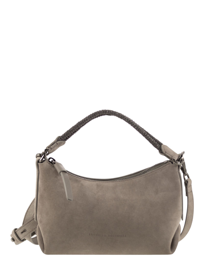 Brunello Cucinelli Suede And Jewellery Bag In Gray