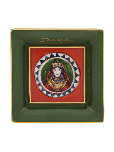 Dolce & Gabbana Carretto Square Trinket Dish In Green