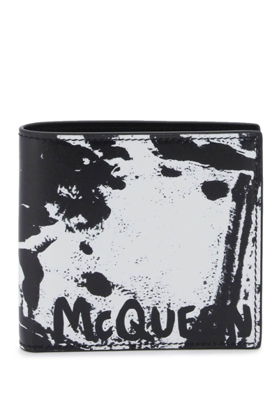 Alexander Mcqueen Graffiti Logo Bi-fold Wallet In White,black