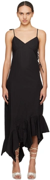 MARQUES' ALMEIDA BLACK SELF-TIE MIDI DRESS