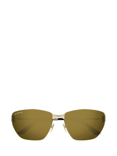 Balenciaga Eyewear Rectangle Frame Sunglasses In Gold