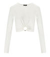 Elisabetta Franchi Ring Embellished Cropped Top In Ivory