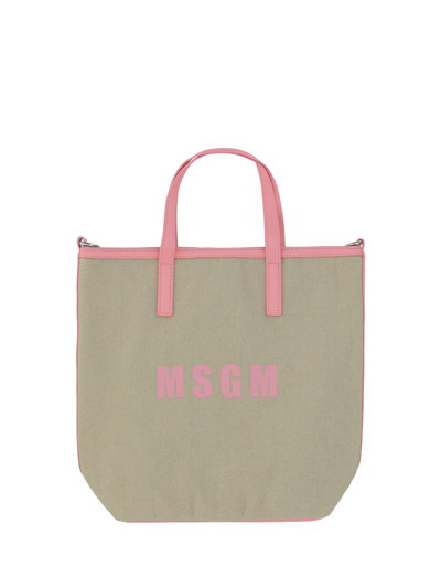 Msgm Small Canvas Shopping Bag In 013