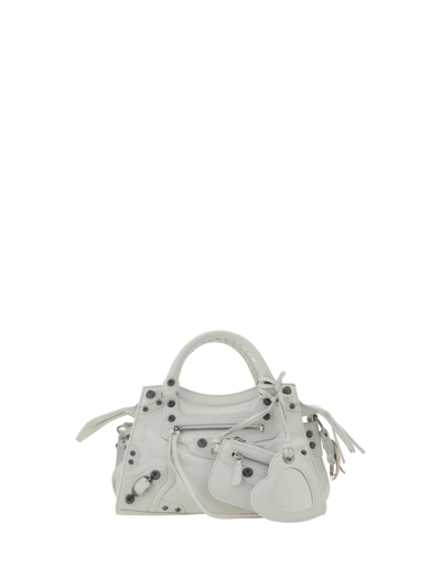 Balenciaga Neo Cagole Xs Leather Shoulder Bag In Optic White