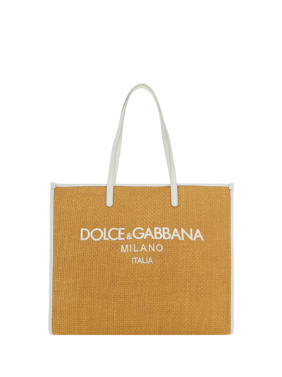 Dolce & Gabbana Shopping Shoulder Bag In Miele/latte