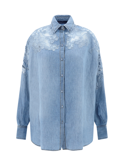 Ermanno Scervino Denim Shirt In Lightblue