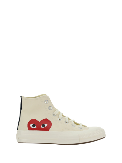 Comme Des Garçons Play High Chuck Taylor Sneakers In White