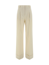 The Andamane 'nathalie' Ivory Wool Blend Trousers In Off White - Pink