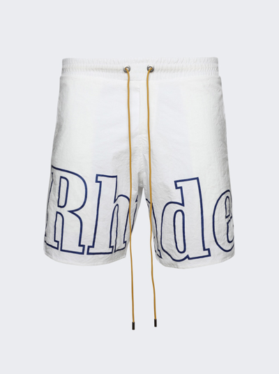 Rhude Logo Track Shorts In White
