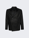 Amiri Double-breasted Lurex Pinstriped Blazer With Satin Lapel In Black