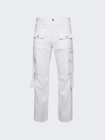 Rhude White Pockets Cargo Pants In Ivory