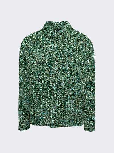 Amiri Boucle Overshirt In Rain Forest