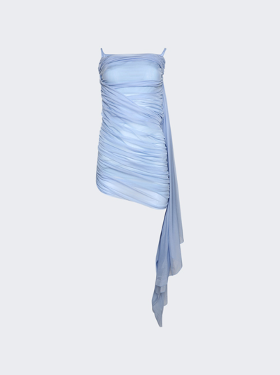 Mugler Draped Mini Dress In Blue