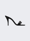 Saint Laurent 90mm Simone Satin Mule Sandals In Black