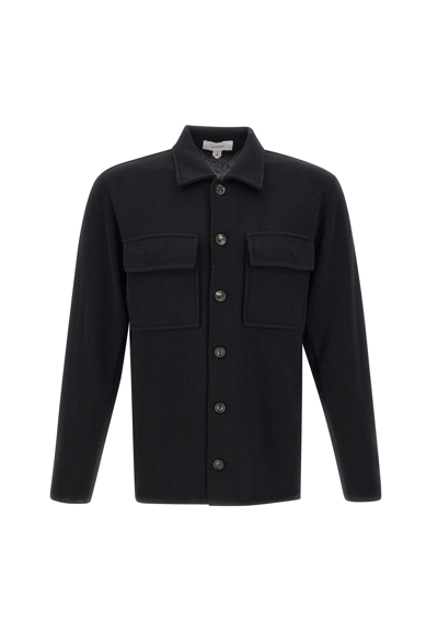 Lardini Wool Knit Overshirt In Black