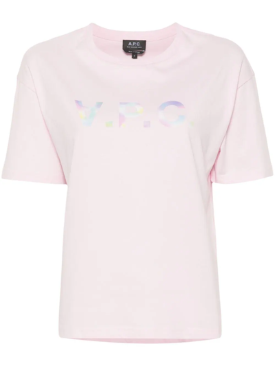 Apc T-shirt Rosa In Cotone Organico Con Logo Vpc Multicolore In Pink