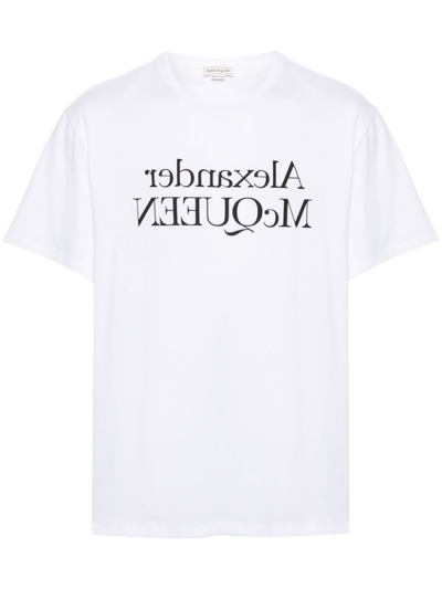 Alexander Mcqueen T-shirt Con Logo Riflesso In White