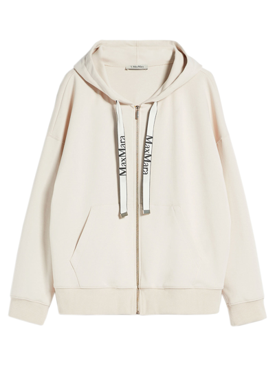 's Max Mara Pecos Jersey Zip Up Hooded Sweatshirt In White