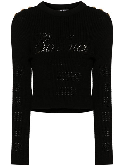 Balmain Pullover  Iconico In Maglia Fine In Black