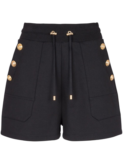 Balmain 6-button Knit Shorts In Black