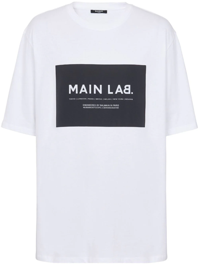 Balmain T-shirt Main Lab. Etichetta In White