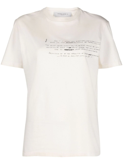 Golden Goose T-shirt Con Scritta Ricamata In White