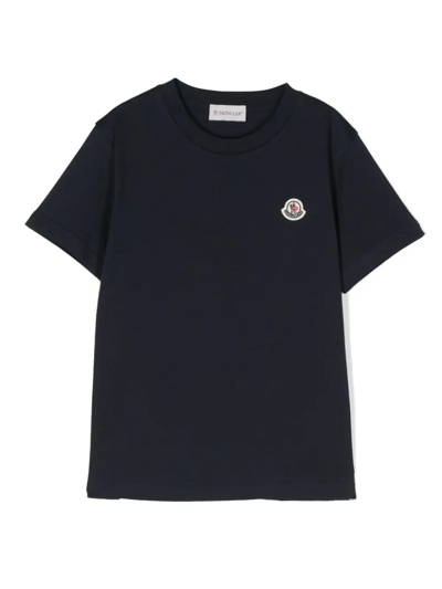 Moncler Kids' T-shirt Con Logo In Blue
