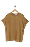 Vince Dolman Sleeve Silk Top In Almond