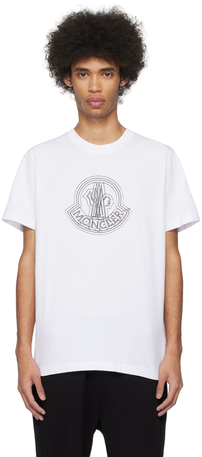 Moncler White Graphic T-shirt In Brilliant White 001