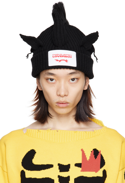 Charles Jeffrey Loverboy Black Chunky Unicorn Beanie