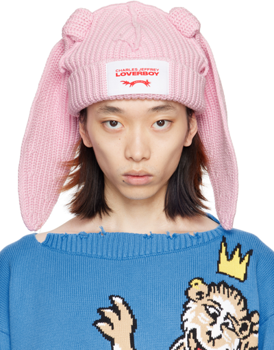 Charles Jeffrey Loverboy Chunky Rabbit Cotton Beanie In Pink