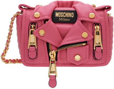 Moschino Pink Nappa Biker Bag In A0199 Violet