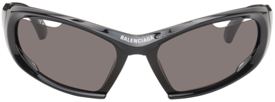 Balenciaga Black Dynamo Rectangle Sunglasses In 001 Black
