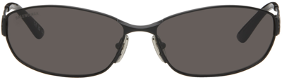 Balenciaga Black Rectangular Sunglasses In Gray