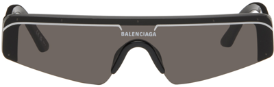 Balenciaga Black Ski Rectangle Sunglasses In 001 Black