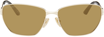 Balenciaga Gold Rectangular Sunglasses